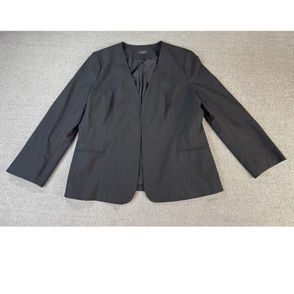 Ann Taylor Factory Blazer Suit Jacket Open Front Classic Career Black Size 14 - Picture 1 of 8